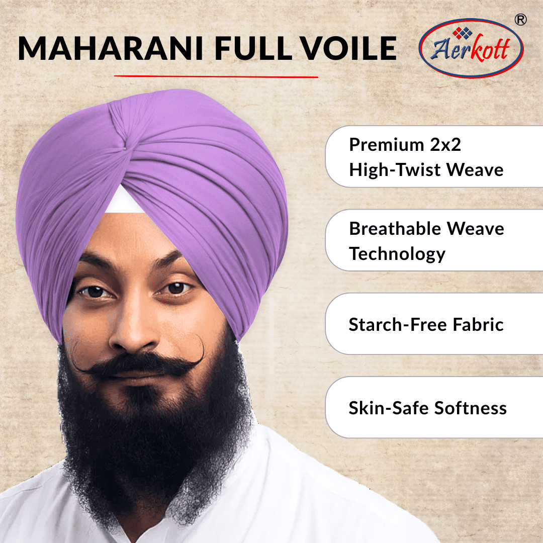 Aerkott Maharani Full Voile Turban - Lavender