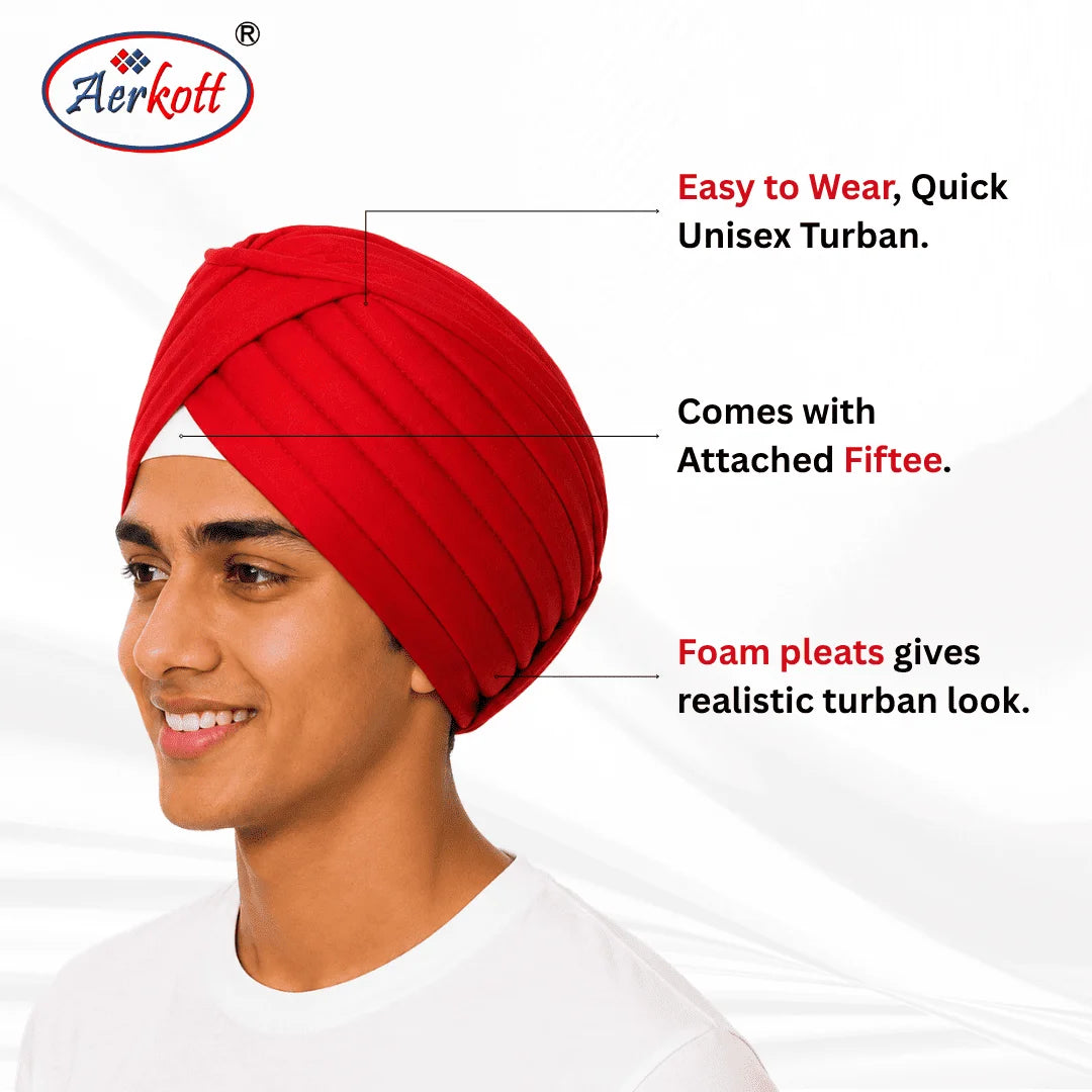 Aerkott Readymade Turban - Ready-to-Wear Turban with Realistic Pleats