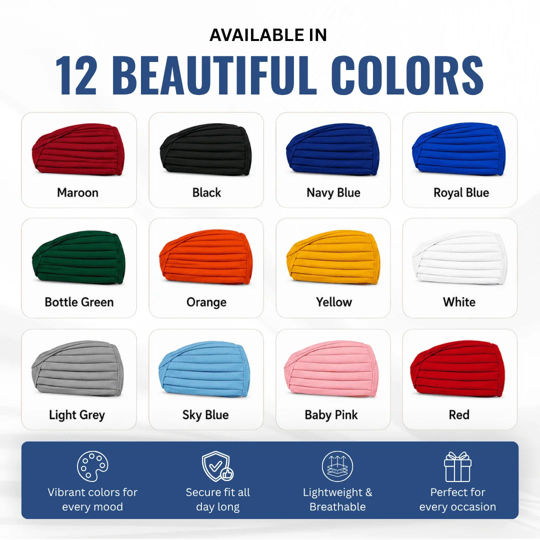 Aerkott Readymade Turban - Ready-to-Wear Turban with Realistic Pleats