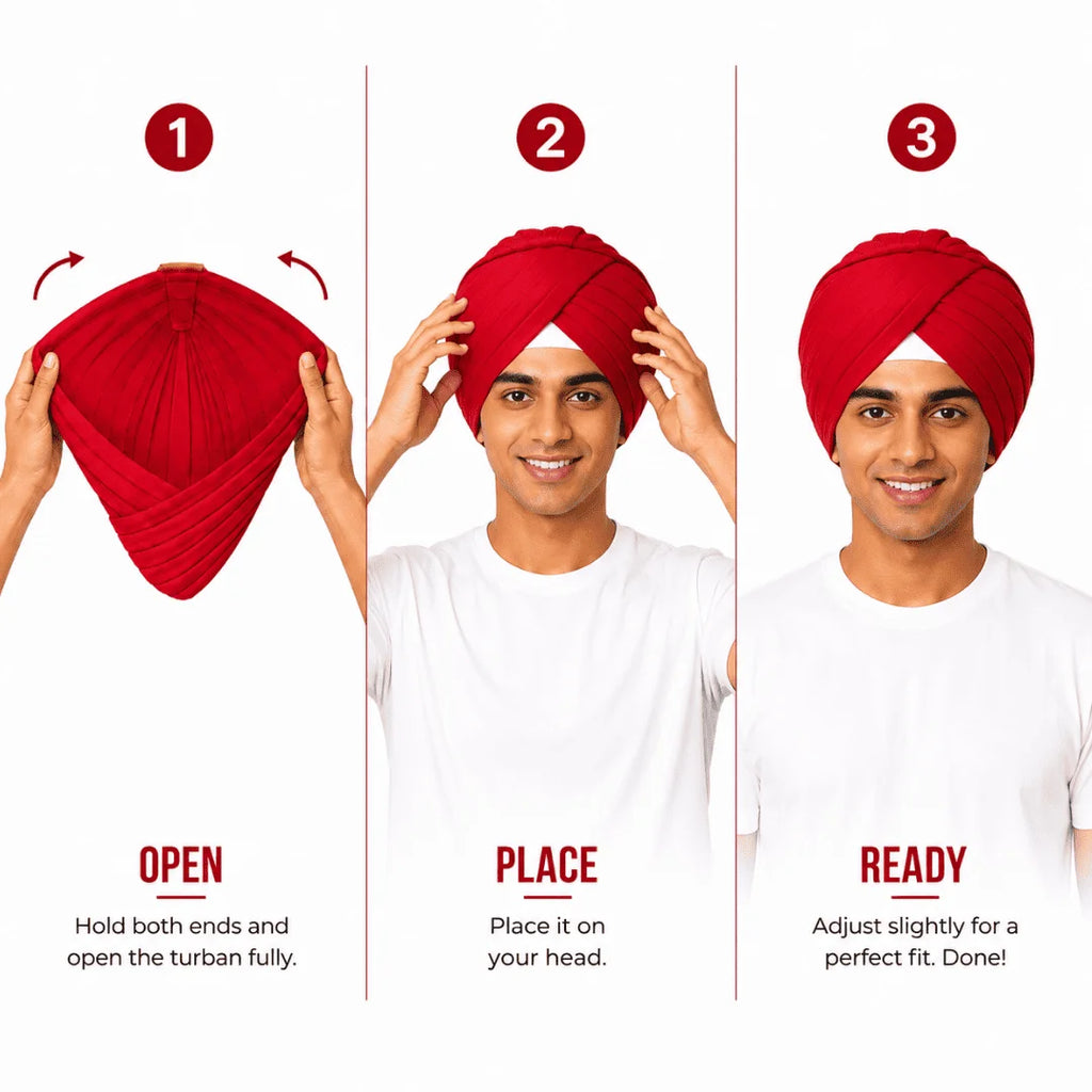 Aerkott Readymade Turban - Ready-to-Wear Turban with Realistic Pleats