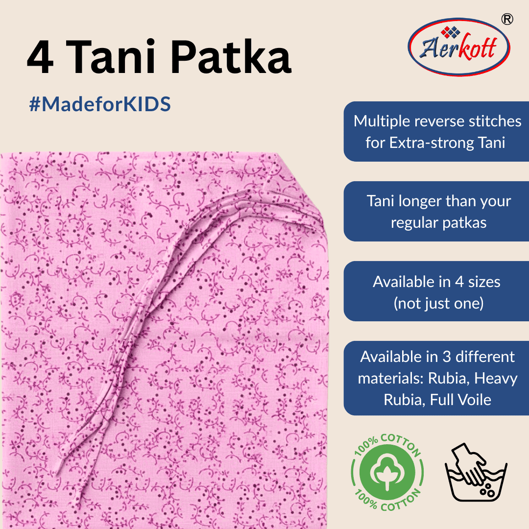 4 Tani Cotton Designer Printed  Patka - Pink