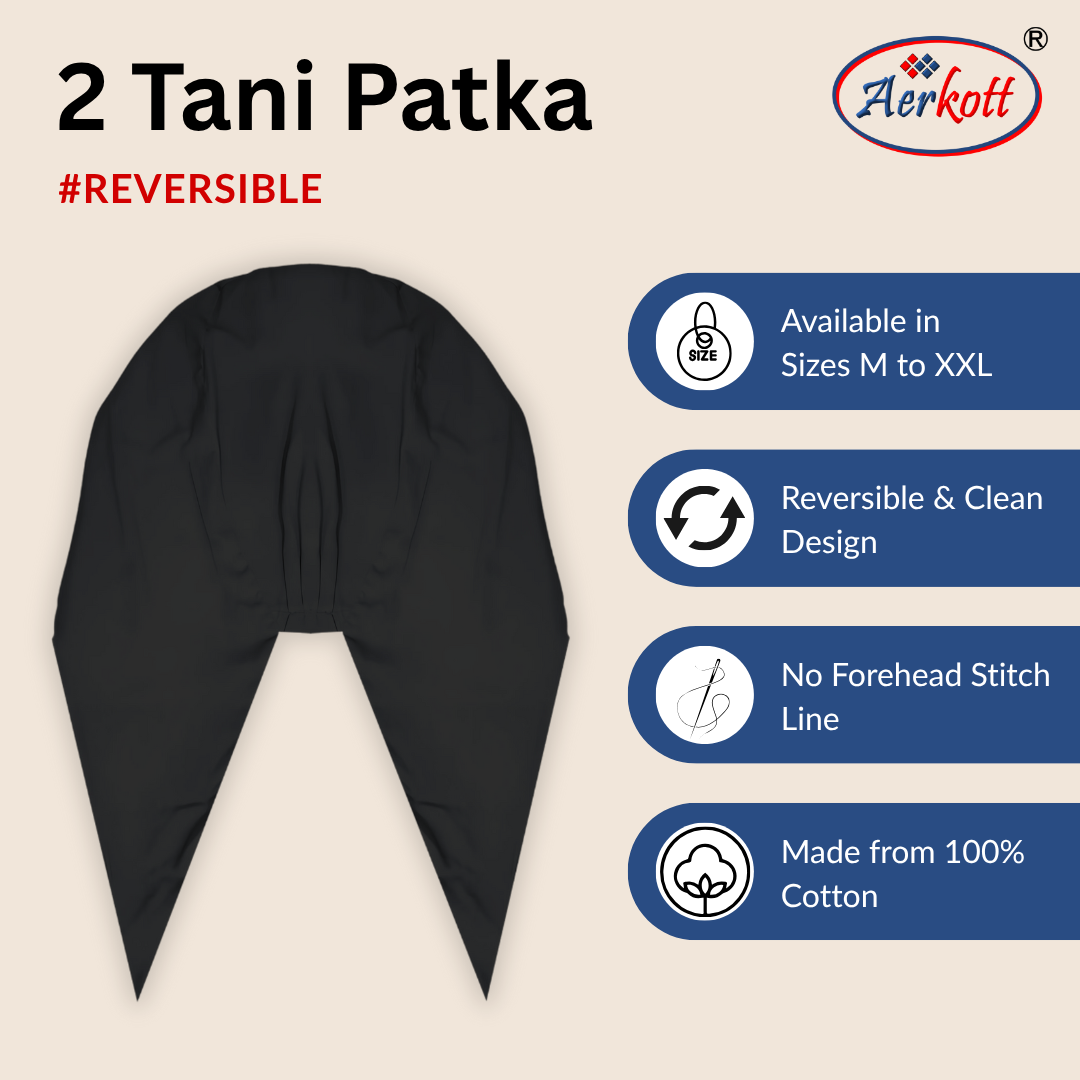 2 tani dastar cotton black