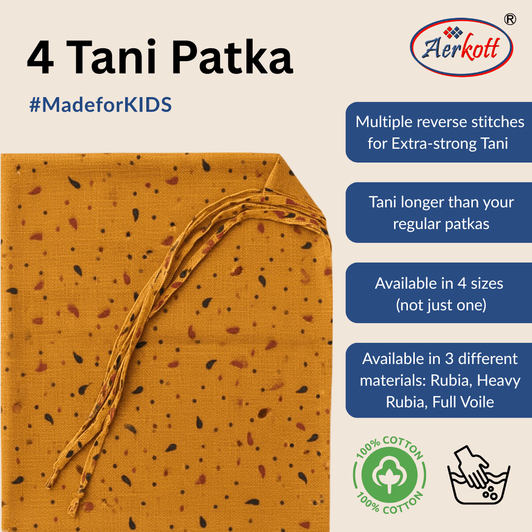 4 Tani Cotton Designer Printed  Patka - Mustard