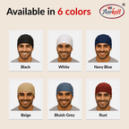 Aerokott headwear color options with six different colors shown on a beige background.