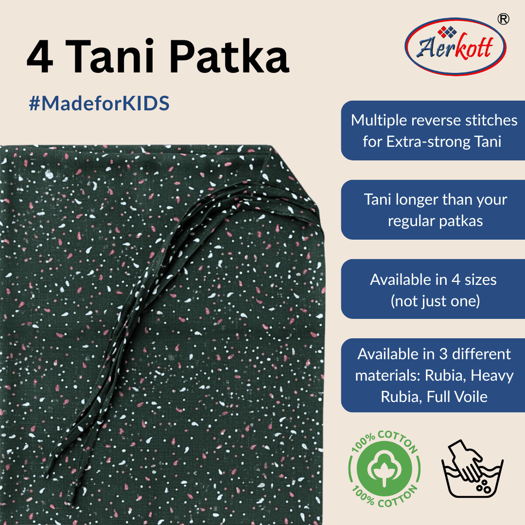 4 Tani Cotton Designer Printed  Patka - Military Green