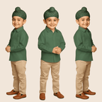 4 Tani Cotton Designer Printed  Patka - Military Green