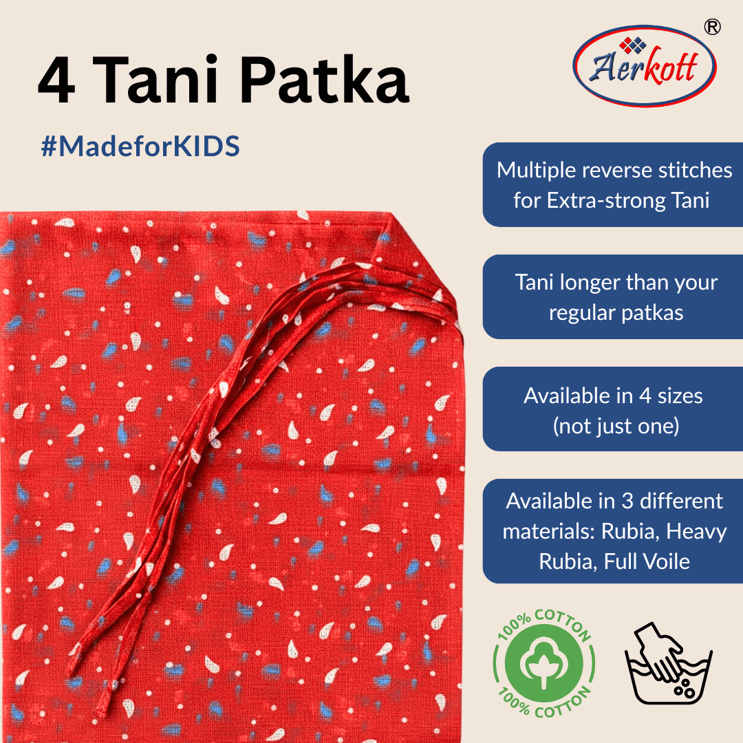 Red tani patka with product details on a beige background, featuring Aerkott brand.