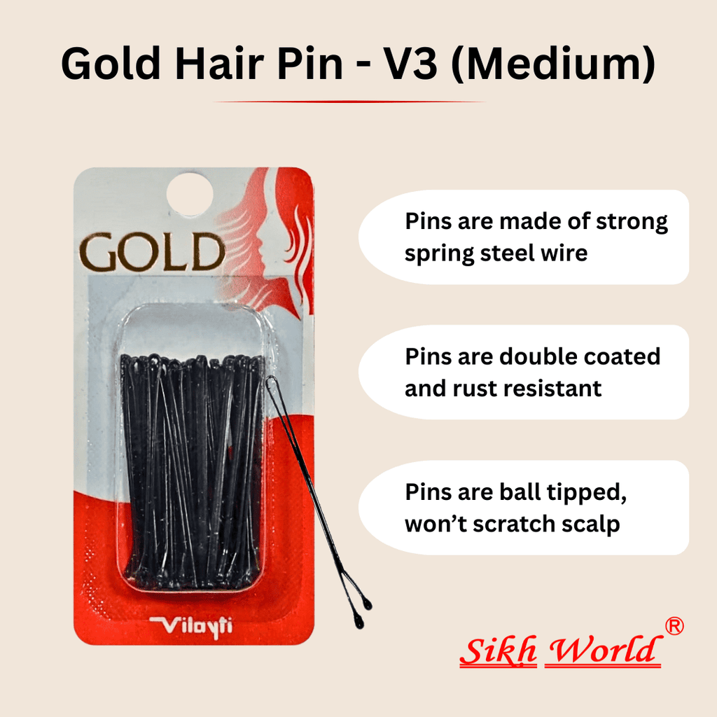Gold Hair Pin V3 - Medium (Pack of 2)