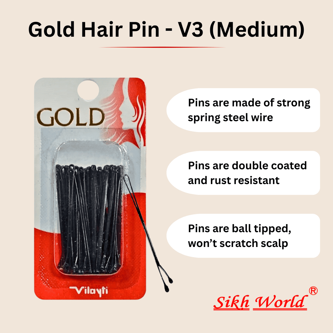 Gold Hair Pin V3 - Medium (Pack of 2)