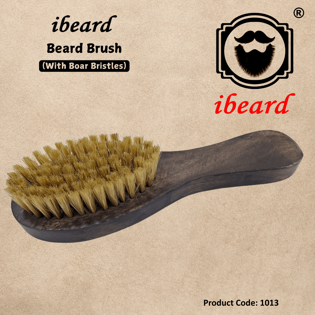 ibeard Natural Boar Bristles Hair Brush With Handle (Medium Size)