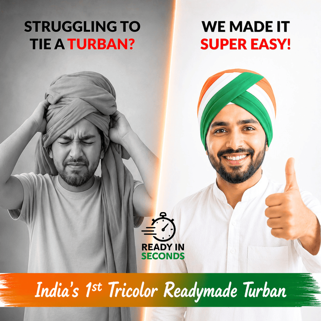 easy and ready to wear Ready Made Tricolor Turban