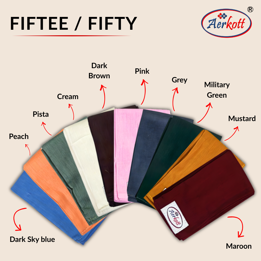 Collection of multicolor fiftees with aerkott branding