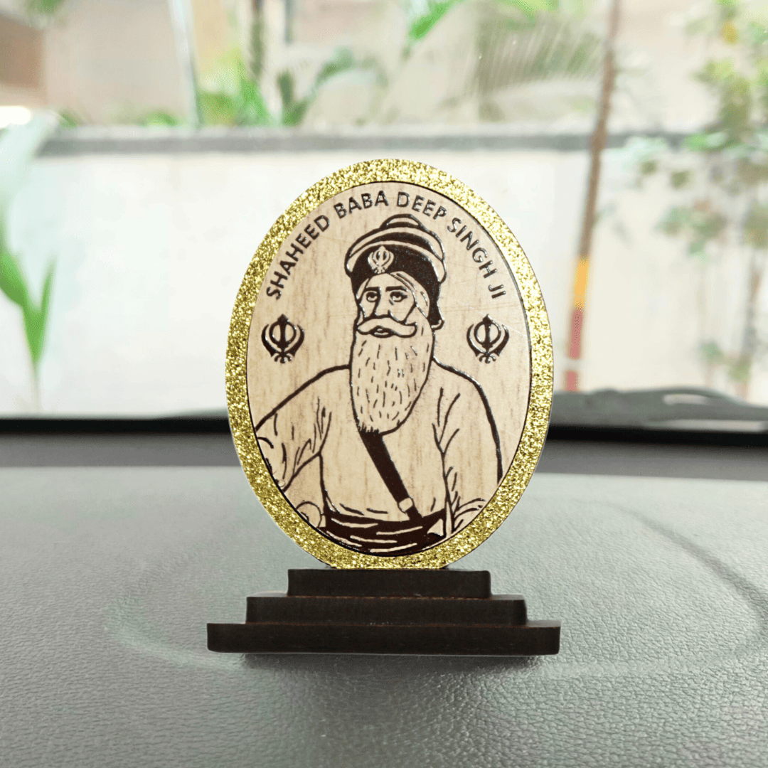 Baba Deep Singh Ji Car Stand - Wooden