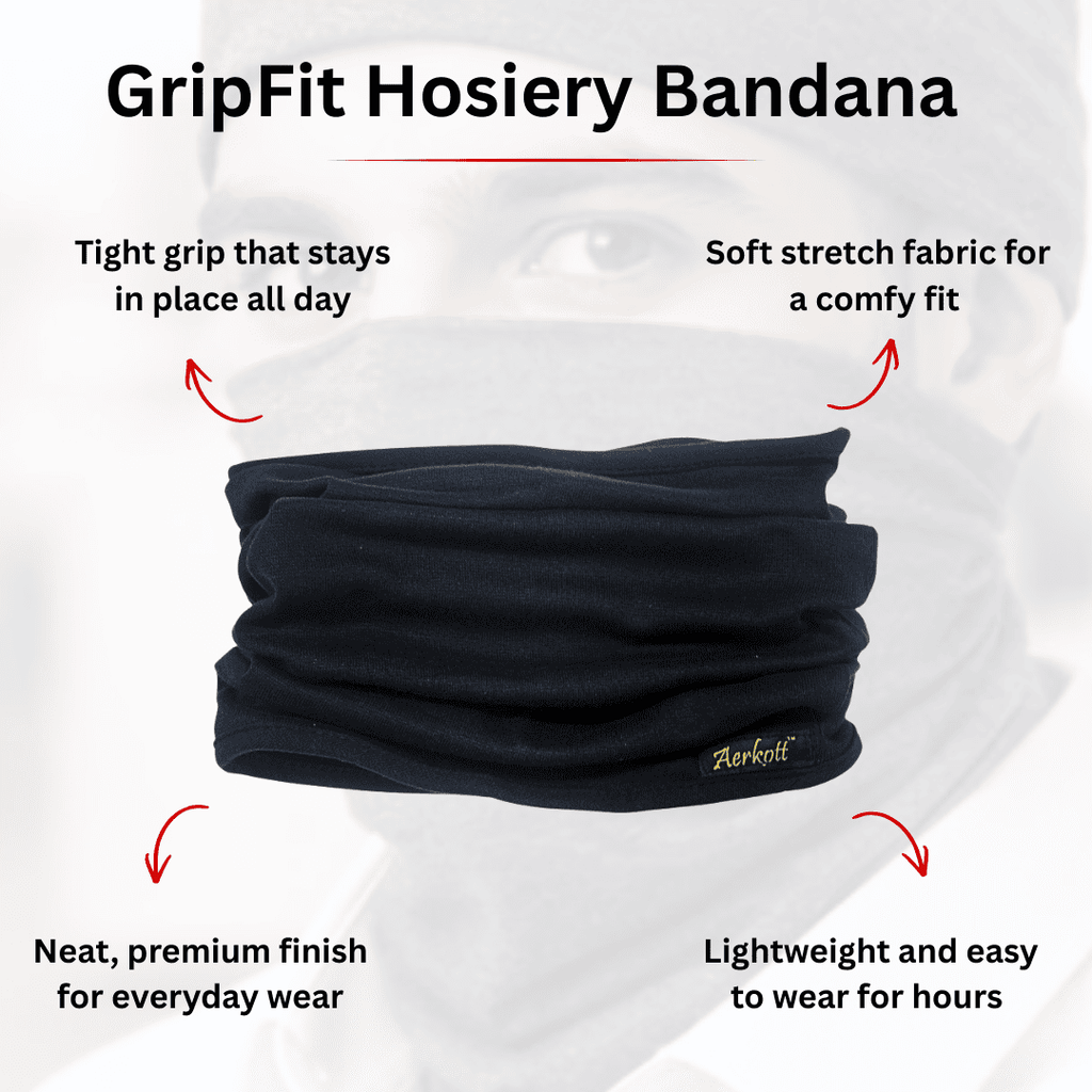 Black bandana with features highlighted on a white background