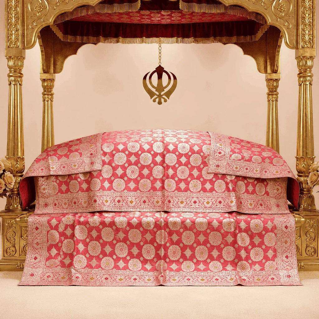 Gulabi Noor Pure Banarasi Silk Rumala Sahib for guru granth sahib ji