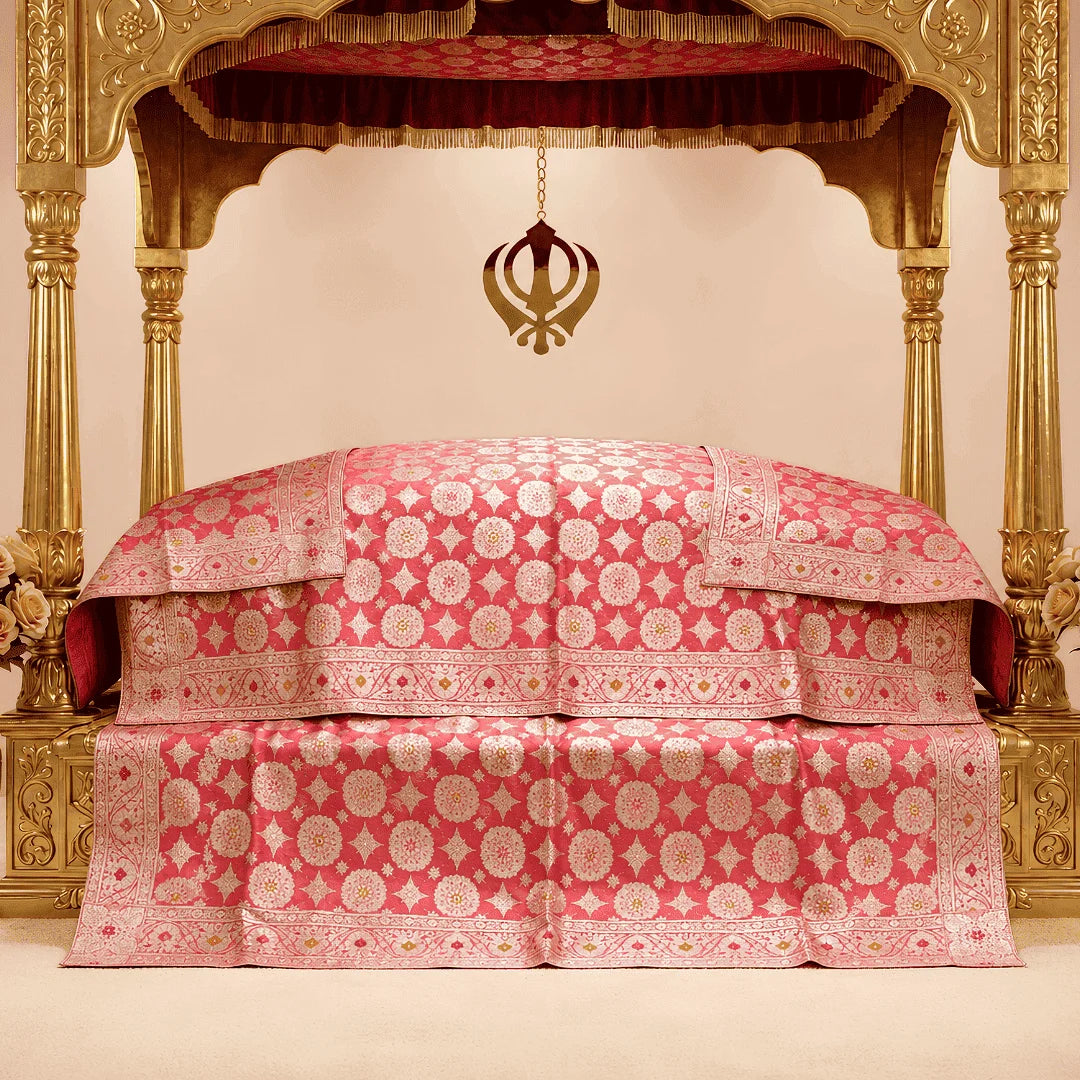 Gulabi Noor Pure Banarasi Silk Rumala Sahib for guru granth sahib ji