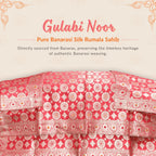 Gulabi Noor Pure Banarasi Silk Rumala Sahib Double Set with Cotton Lining. 2 Rumala Sahib + 2 Palki Sahib. Premium rumala sahib double set of rumala sahib and palke sahib for guru granth sahib ji. 