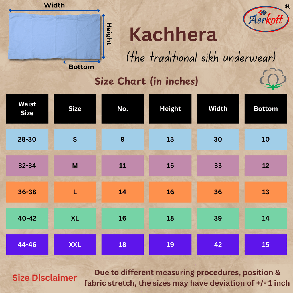 Coloured - Kachhera (The Traditional Sikh Underwear) XL - 16No.