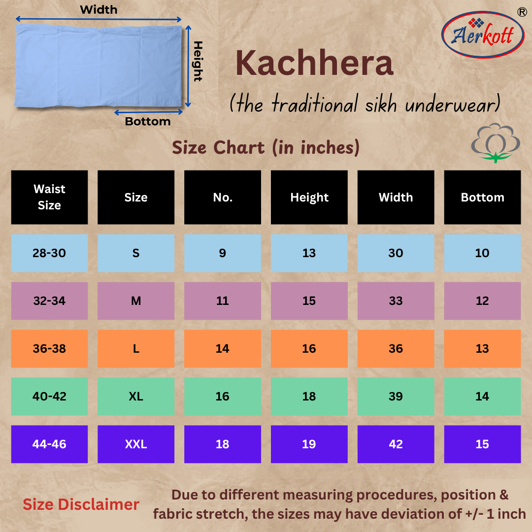 Coloured - Kachhera (The Traditional Sikh Underwear) XL - 16No.