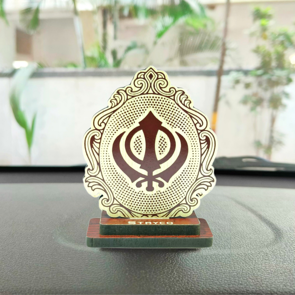 Khanda Car Stand - Wooden