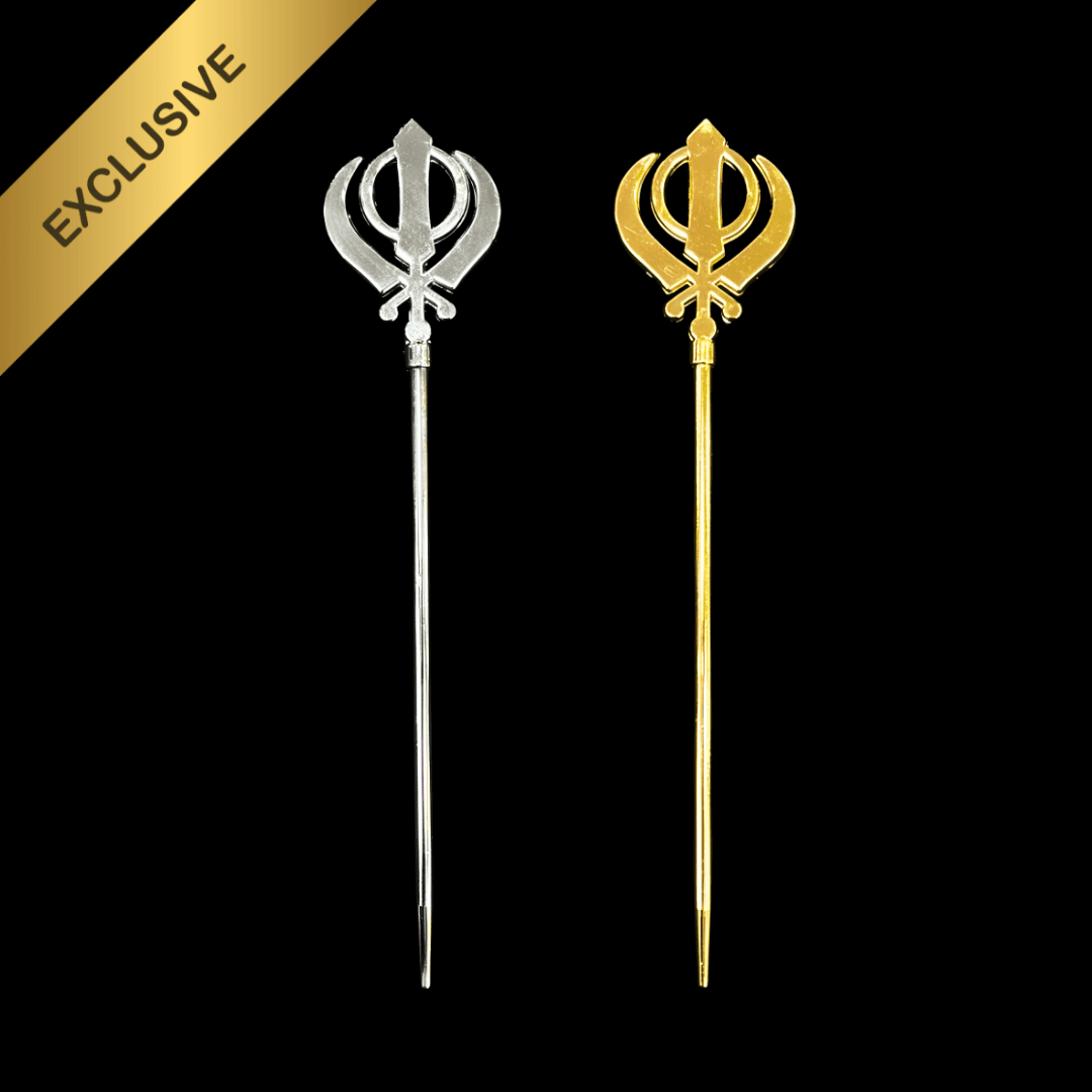 khanda fancy designer stainless steel baz/salai in silver and golden color