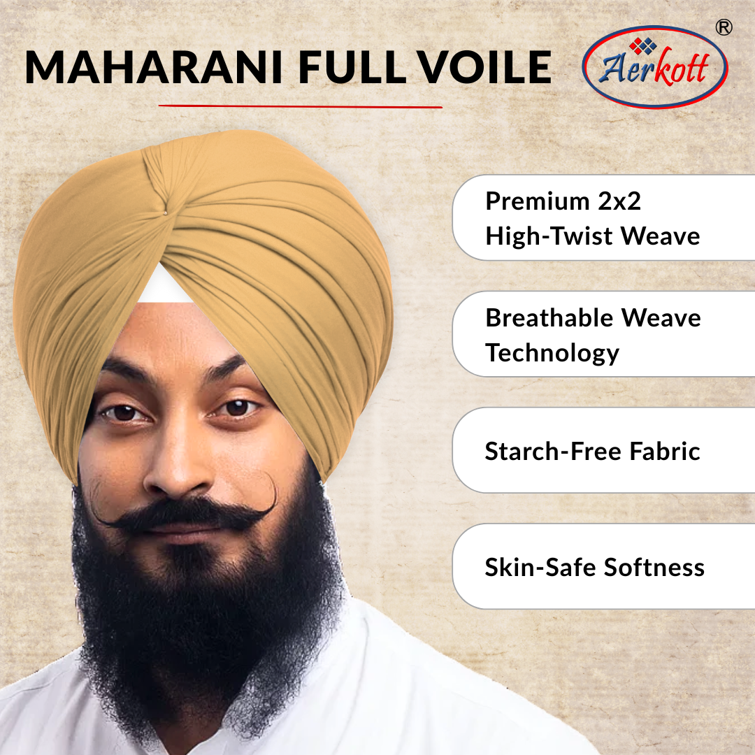 Aerkott Maharani Full Voile Turban - Beige