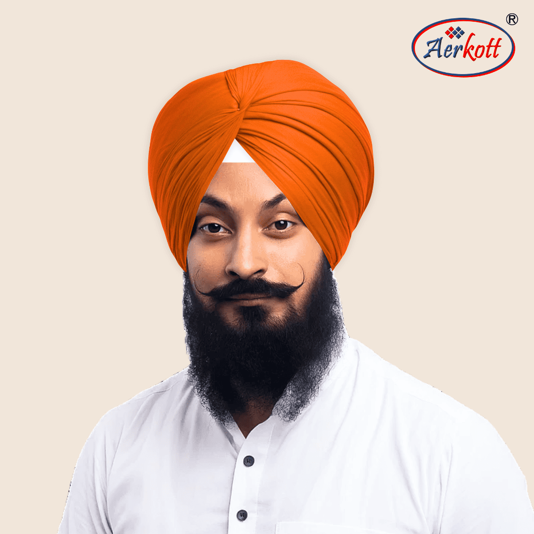 Aerkott Maharani Full Voile Turban - Kesari Orange (Saffron Color)