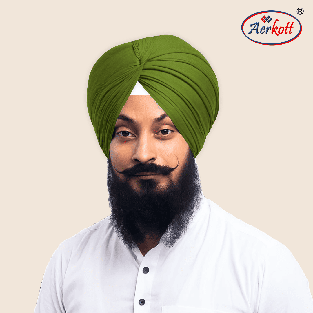 Aerkott Maharani Full Voile Turban - Light Olive Green