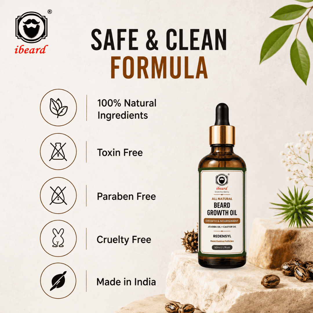 safe and clean natural beard growth oil for men in india