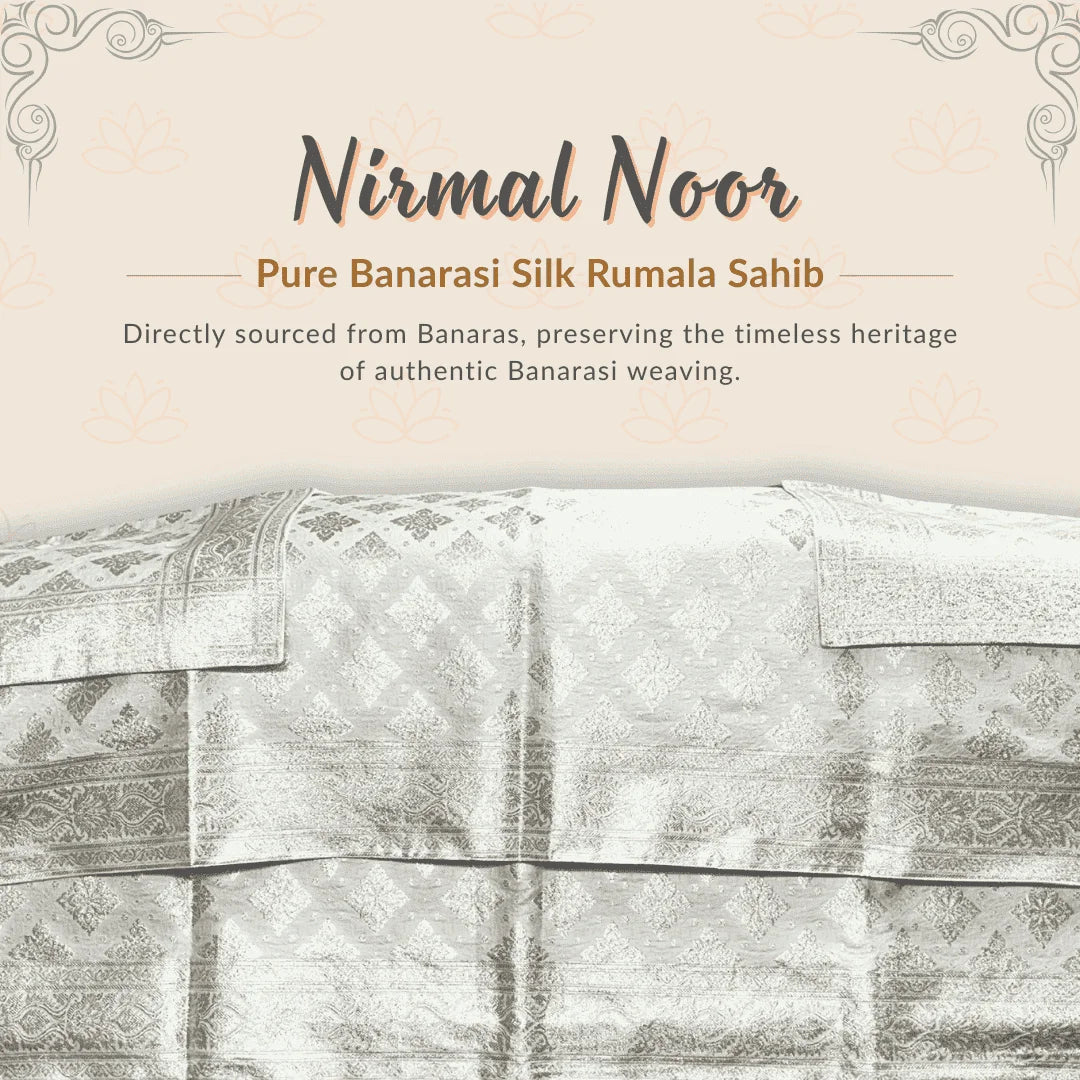 Nirmal Noor Pure Banarasi Silk Rumala Sahib. Rumala Sahib Double Set. Premium rumala sahib double set of rumala sahib and palke sahib for guru granth sahib ji. 