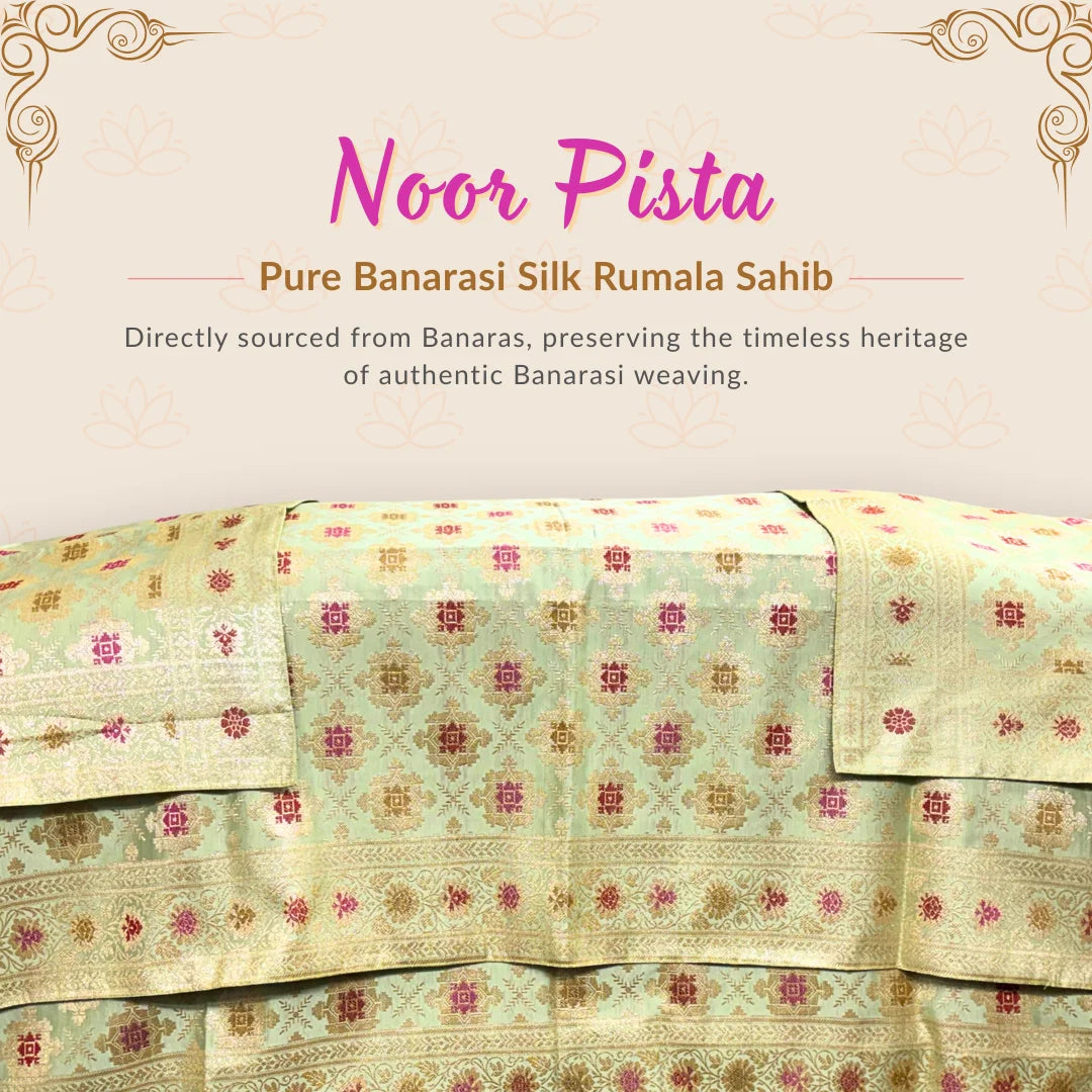 noor pista pure original banarasi silk rumala sahib for sri guru grangth sahib ji