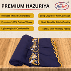 Premium Hazuriya fabric with embroidery on a wooden surface, featuring Aerkott brand.