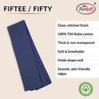 Navy blue fiftee with Aerkott branding and product features on a beige background