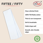 White fabric strip with Aerkott branding and product features on a beige background