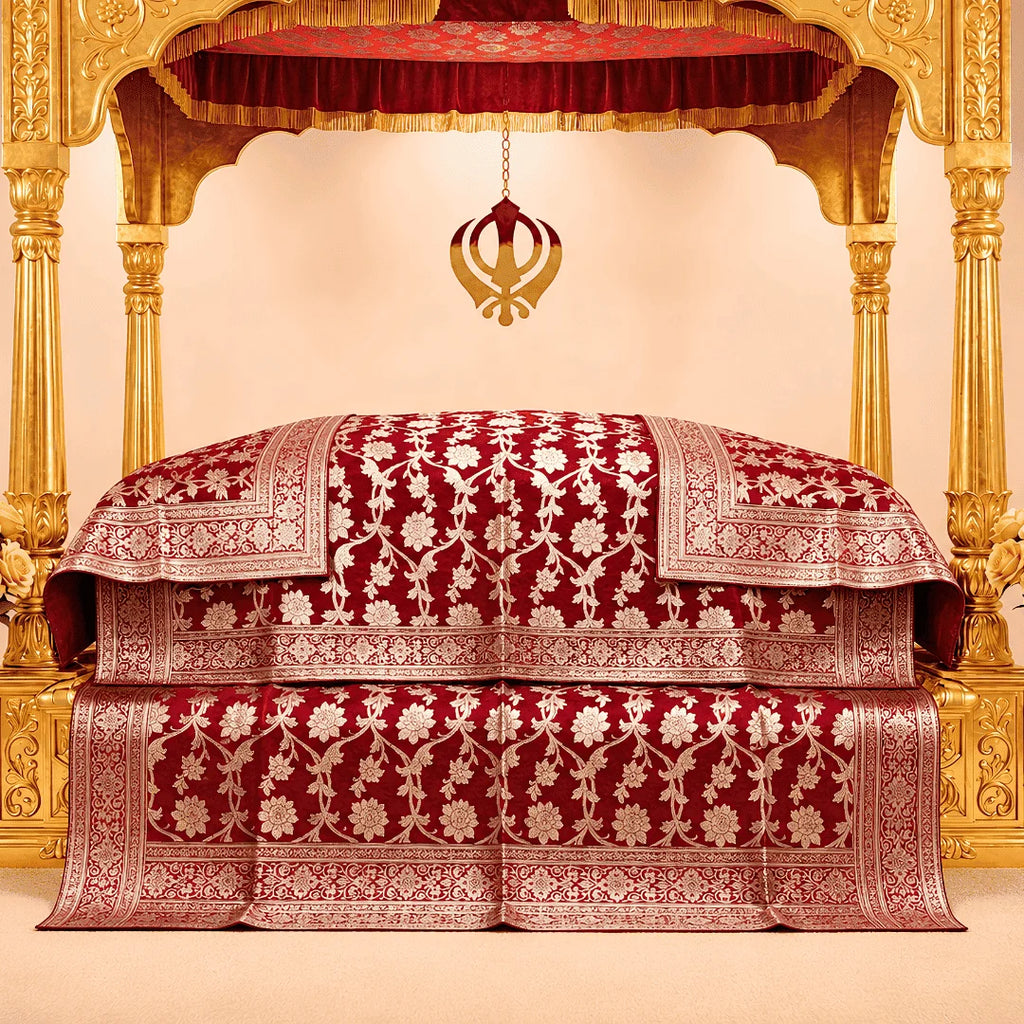 Roop Noor Pure Banarasi Silk Rumala Sahib Double Set for guru granth sahib ji