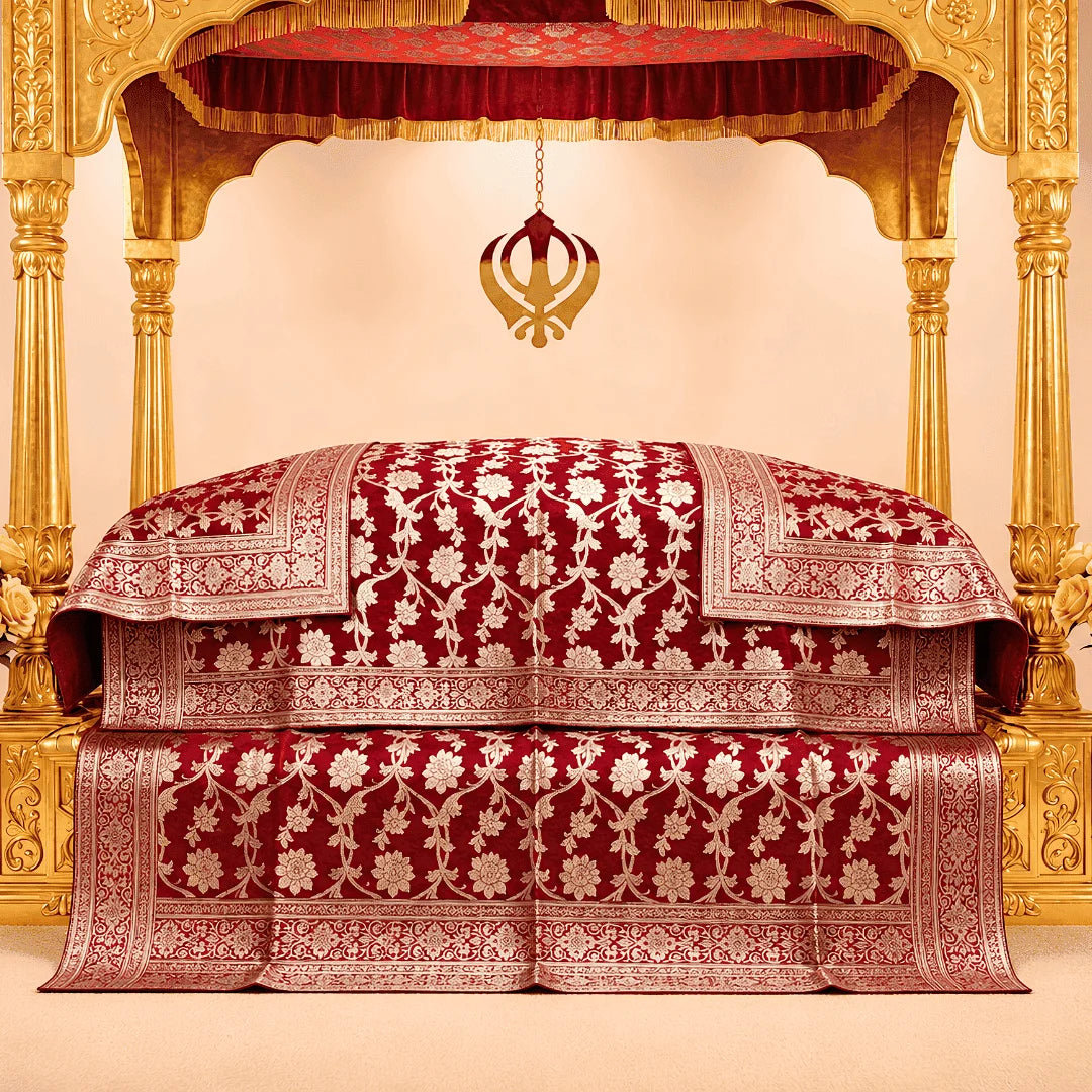 Roop Noor Pure Banarasi Silk Rumala Sahib Double Set for guru granth sahib ji
