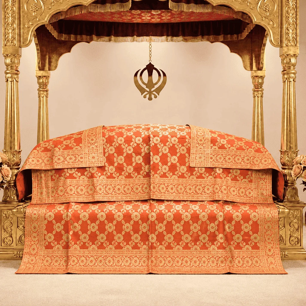 Sehaj Noor Pure Banarasi Silk Rumala Sahib Double Set for Guru Granth Sahib Ji.