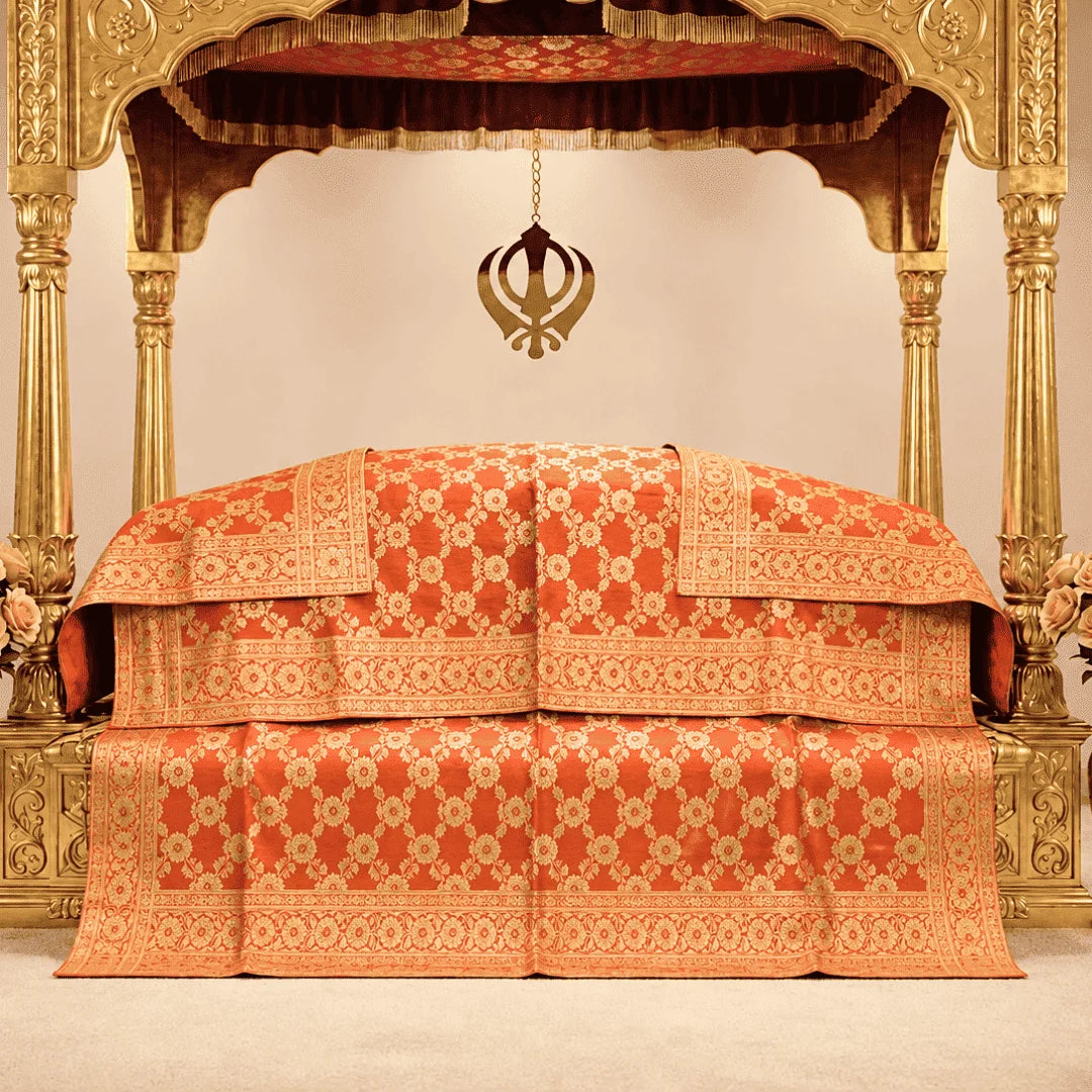 Sehaj Noor Pure Banarasi Silk Rumala Sahib Double Set for Guru Granth Sahib Ji.