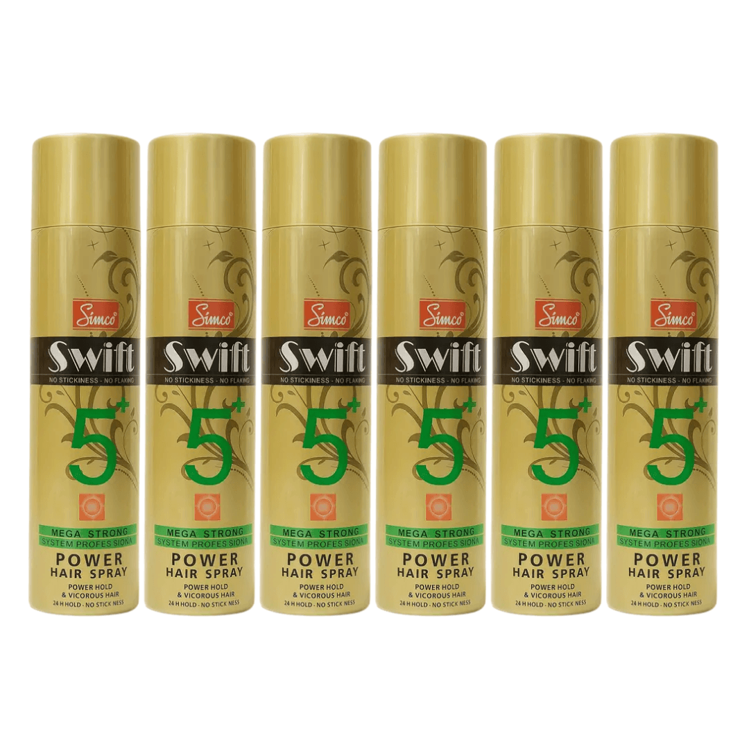 Simco Swift Mega Strong Hair Spray 5+ (Golden) (Pack of 6 pc`s)