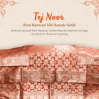 Tej Noor Pure Banarasi Silk Rumala Sahib Double Set for Guru Granth Sahib Ji. Rich Rust Orange & Gold Zari Design. Cotton Lined Rumala Sahib. Premium Quality Rumala Shib for guru granth sahib ji.