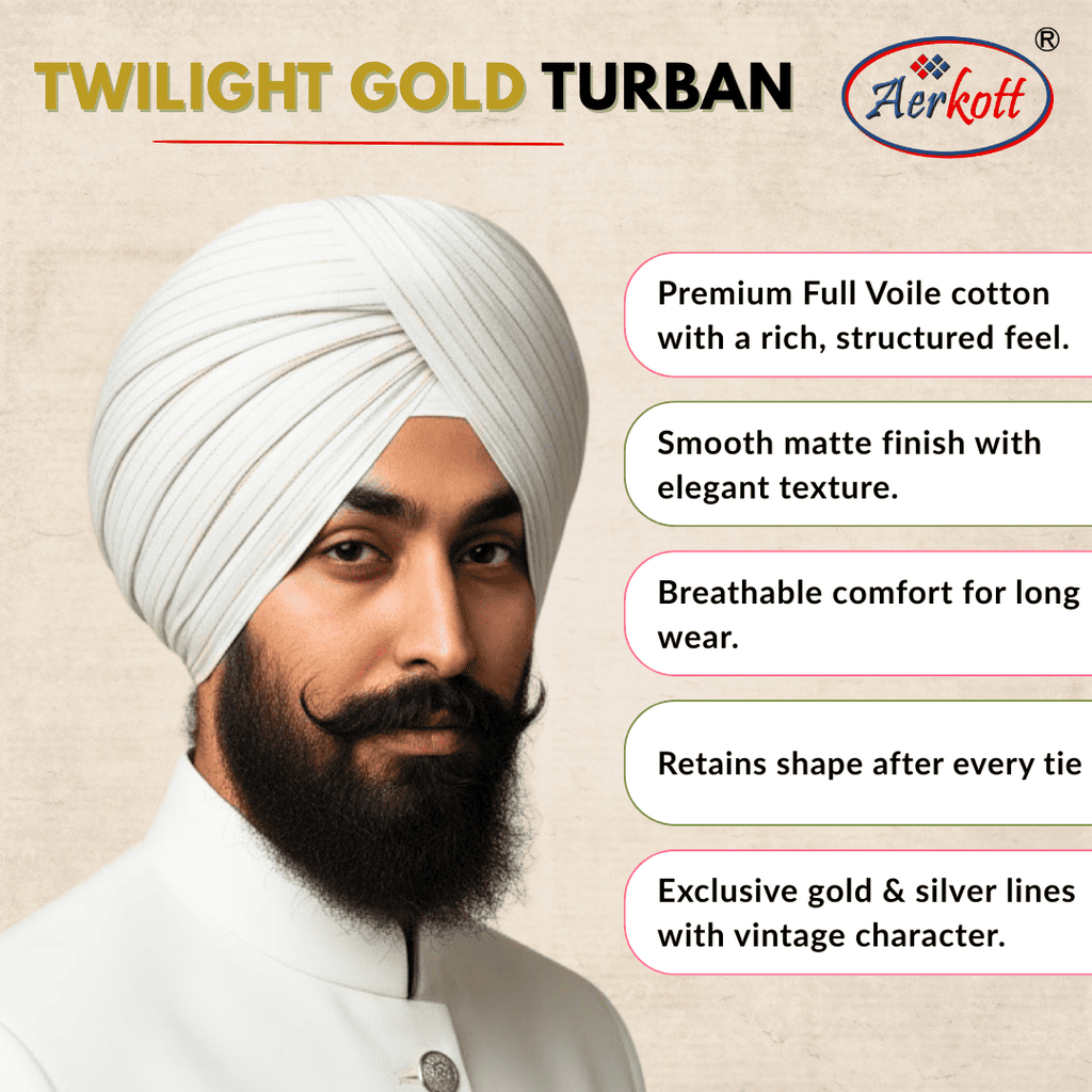 fancy designer lurex turban golden silver 