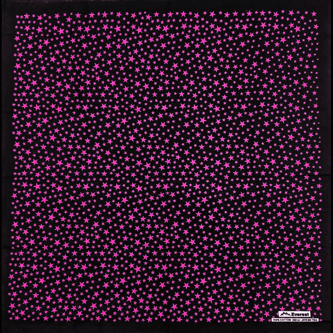 Black fabric with pink star pattern
