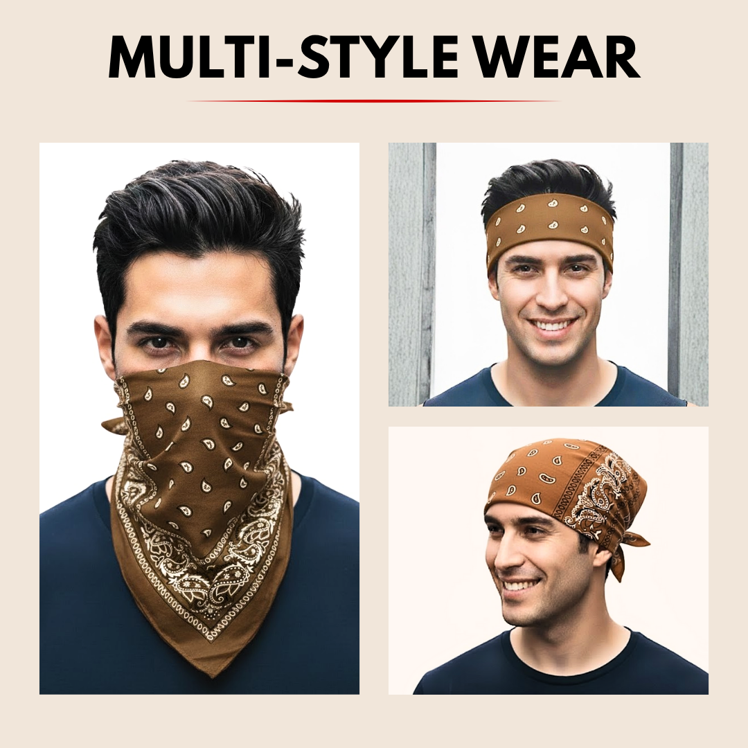 brown paisley bandana in cotton