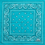 Cyan bandana with white paisley pattern