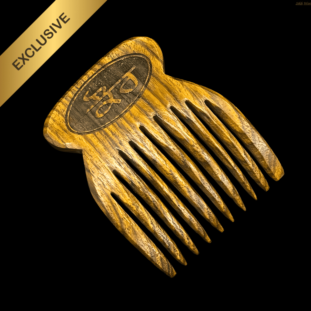 Singh & Kaur Engraved Curved Wooden Kangha