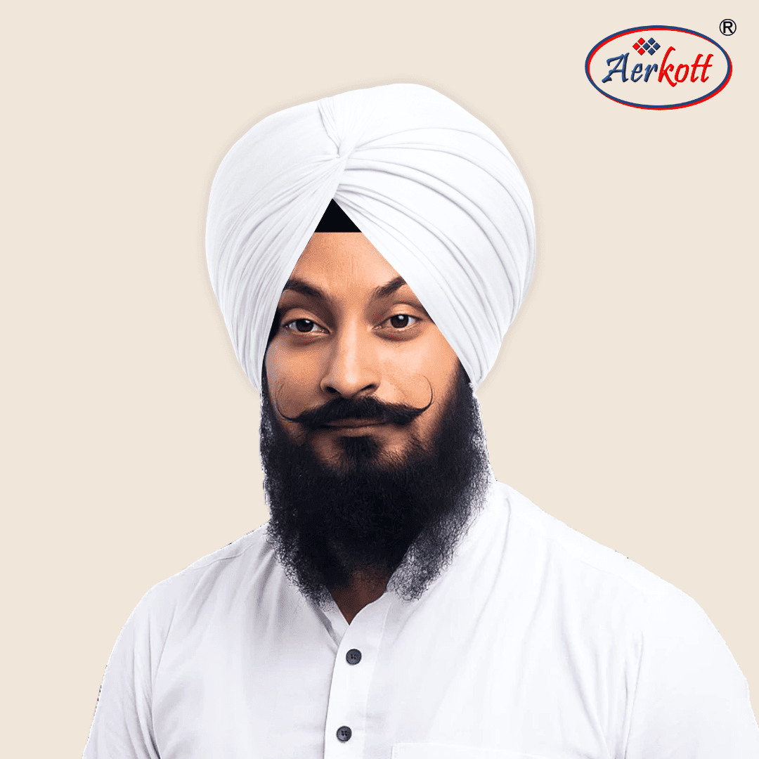 Aerkott Maharani Full Voile Turban - White