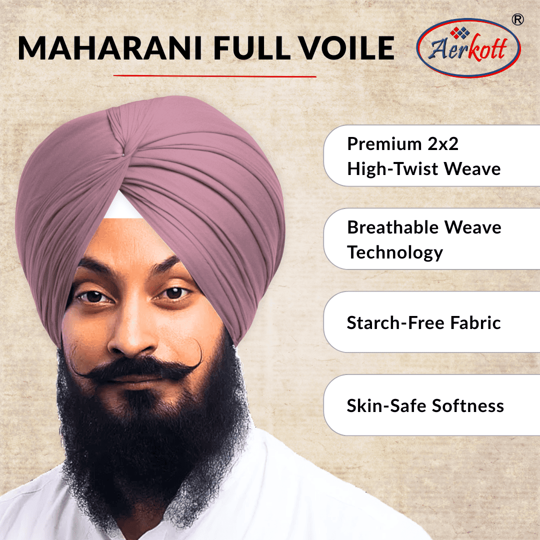 Aerkott Maharani Full Voile Turban - Light Carrot