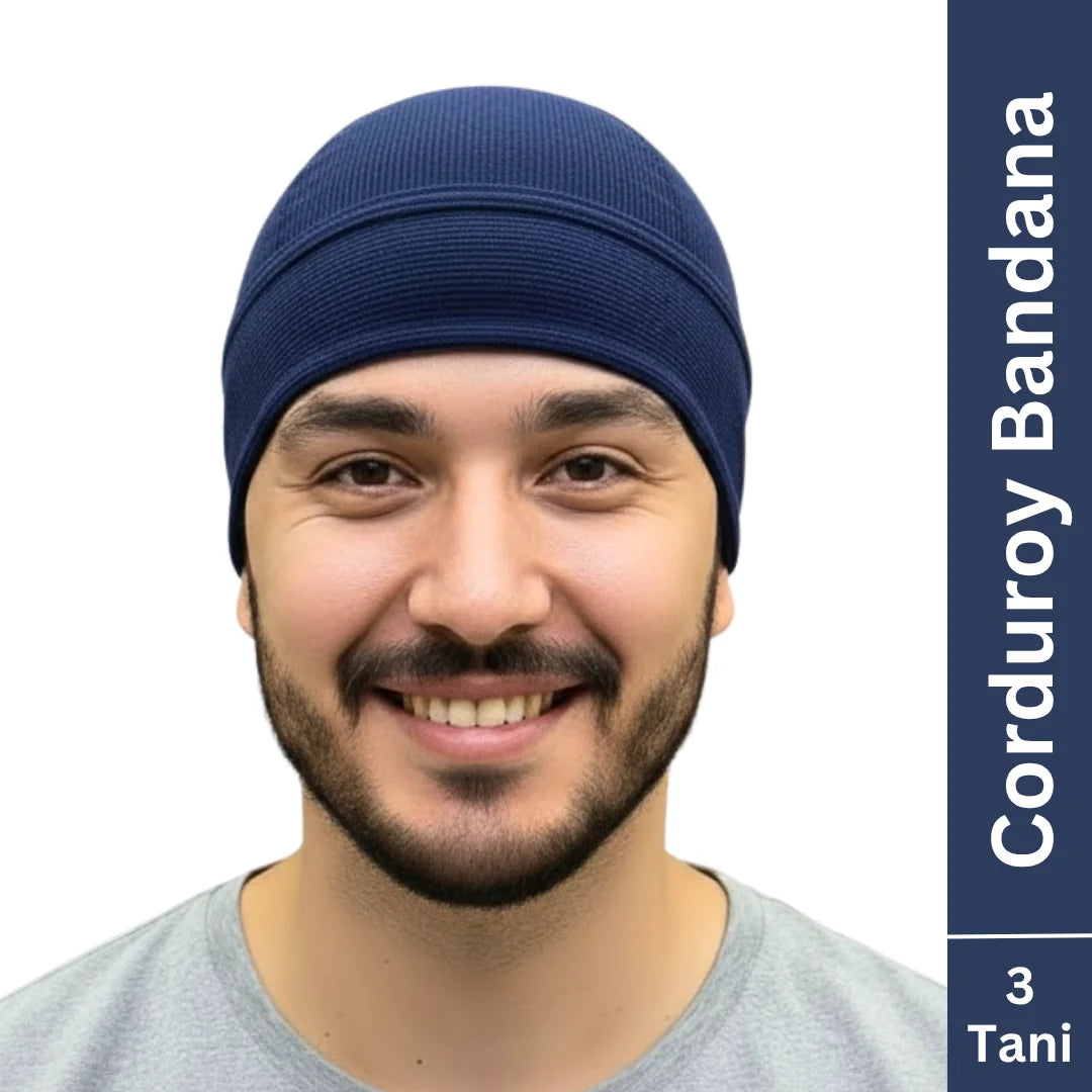 aerkott 3 tani corduroy bandana for men navy blue