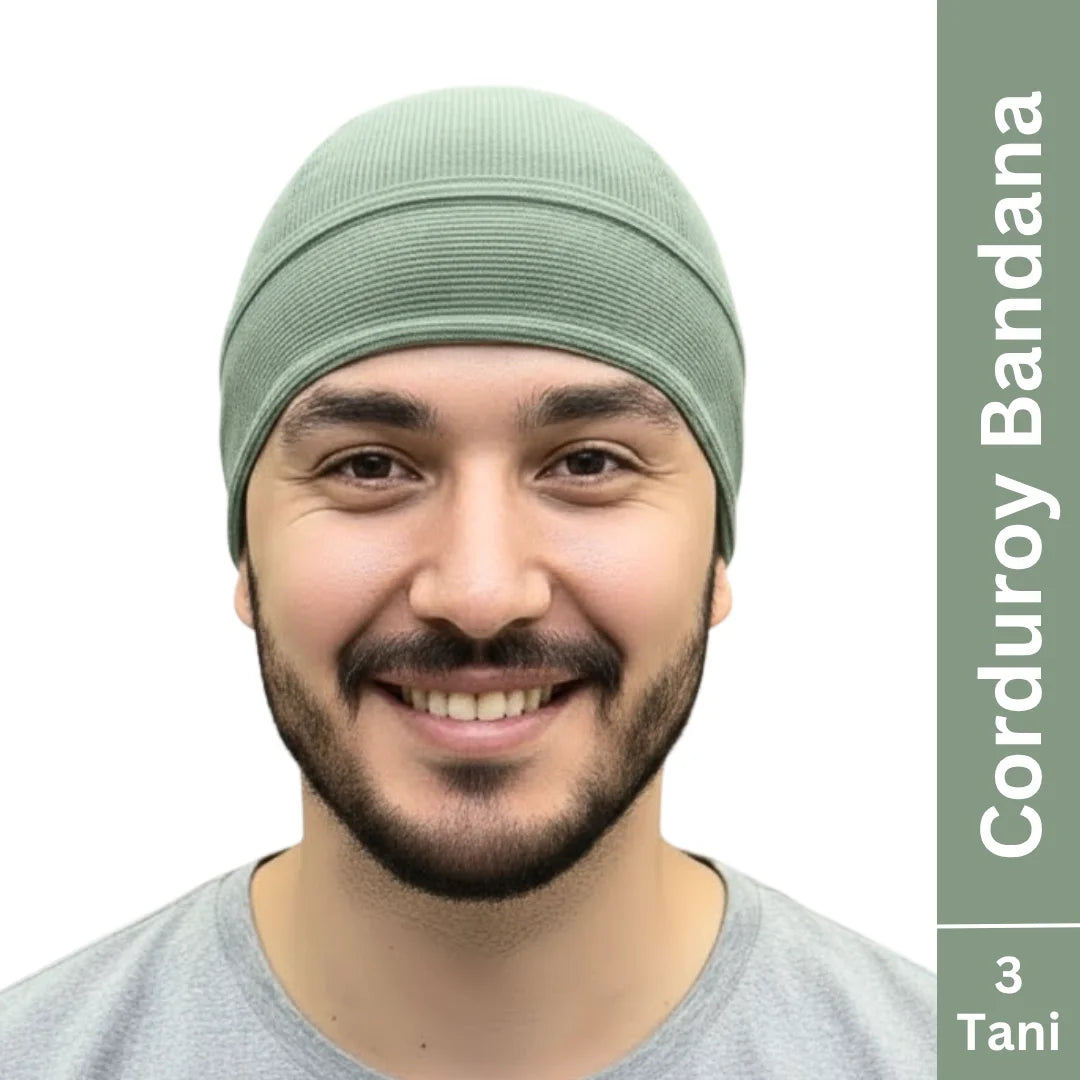 aerkott 3 tani corduroy bandana for men pista green