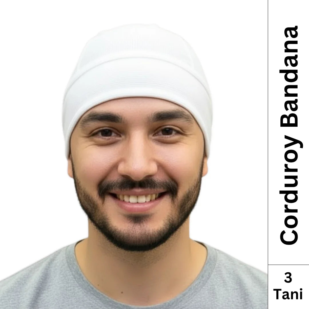 aerkott 3 tani corduroy bandana for men white